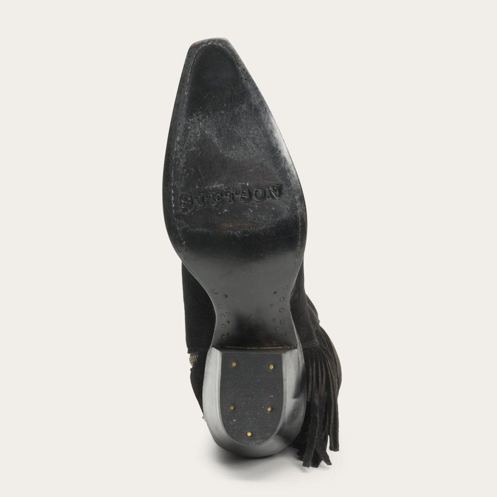 Women Shorties | Stetson Halle Suede Fringe Side Zip Boot Black