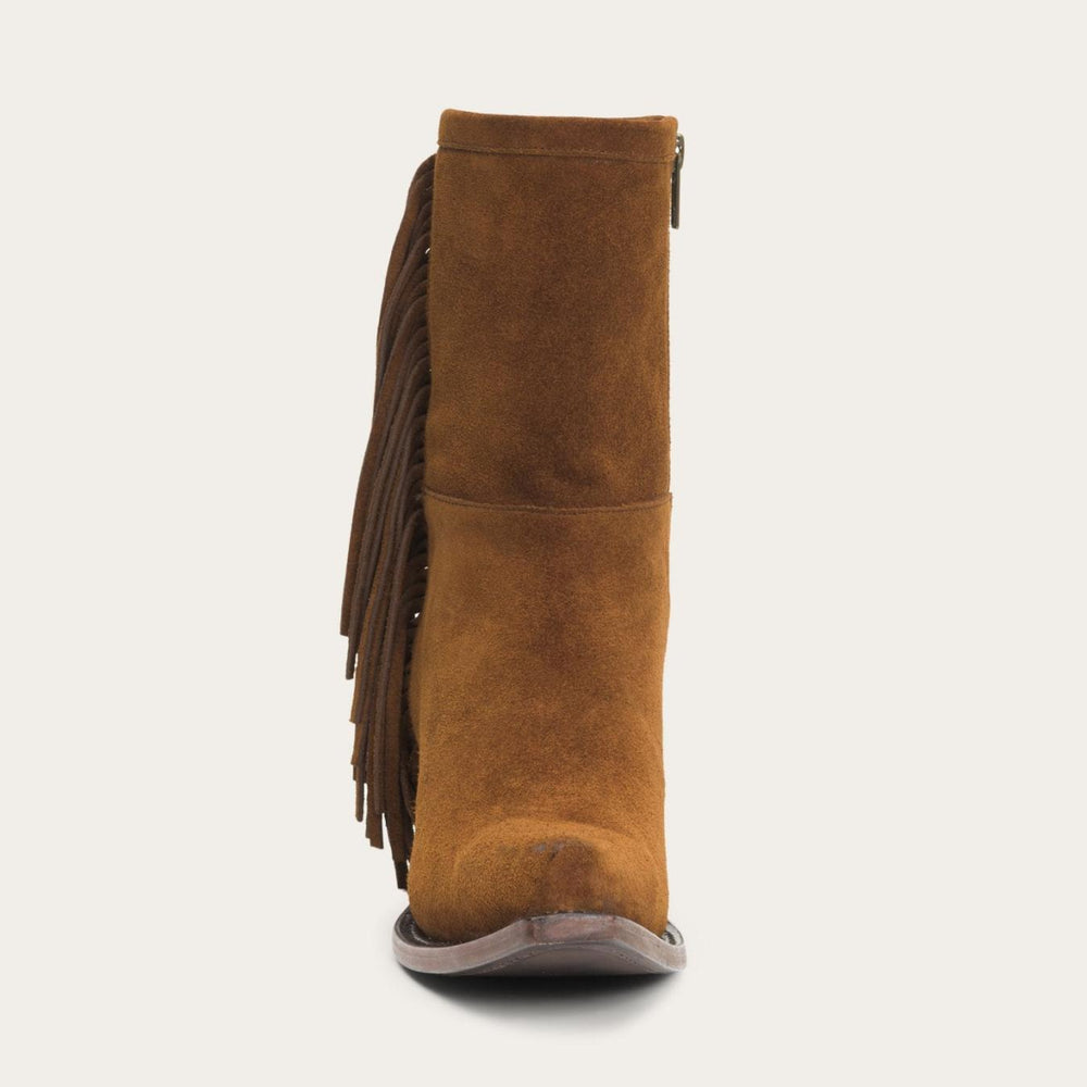 Women Shorties | Stetson Halle Suede Fringe Side Zip Boot Brown