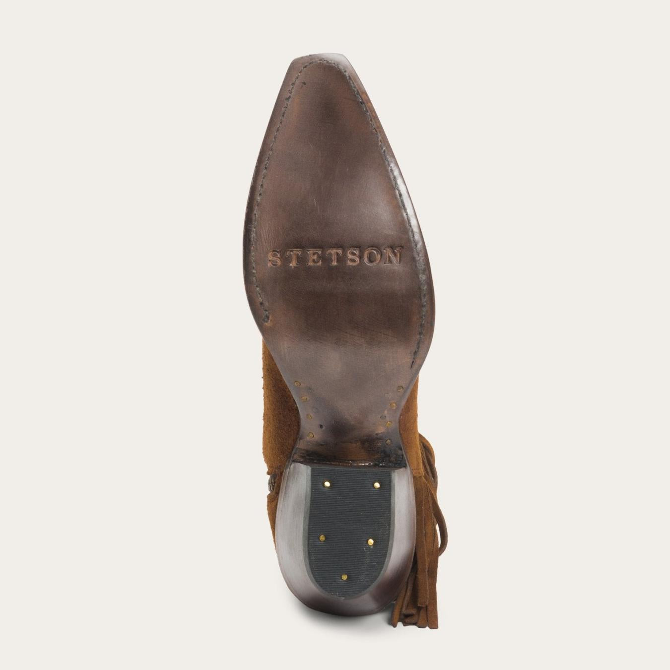 Women Shorties | Stetson Halle Suede Fringe Side Zip Boot Brown